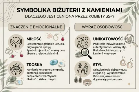 Symbolika biżuterii z kamieniami: miłość, troska, unikatowość i styl. Kamienie szlachetne znaczenie odzwierciedla emocje i osobowość.