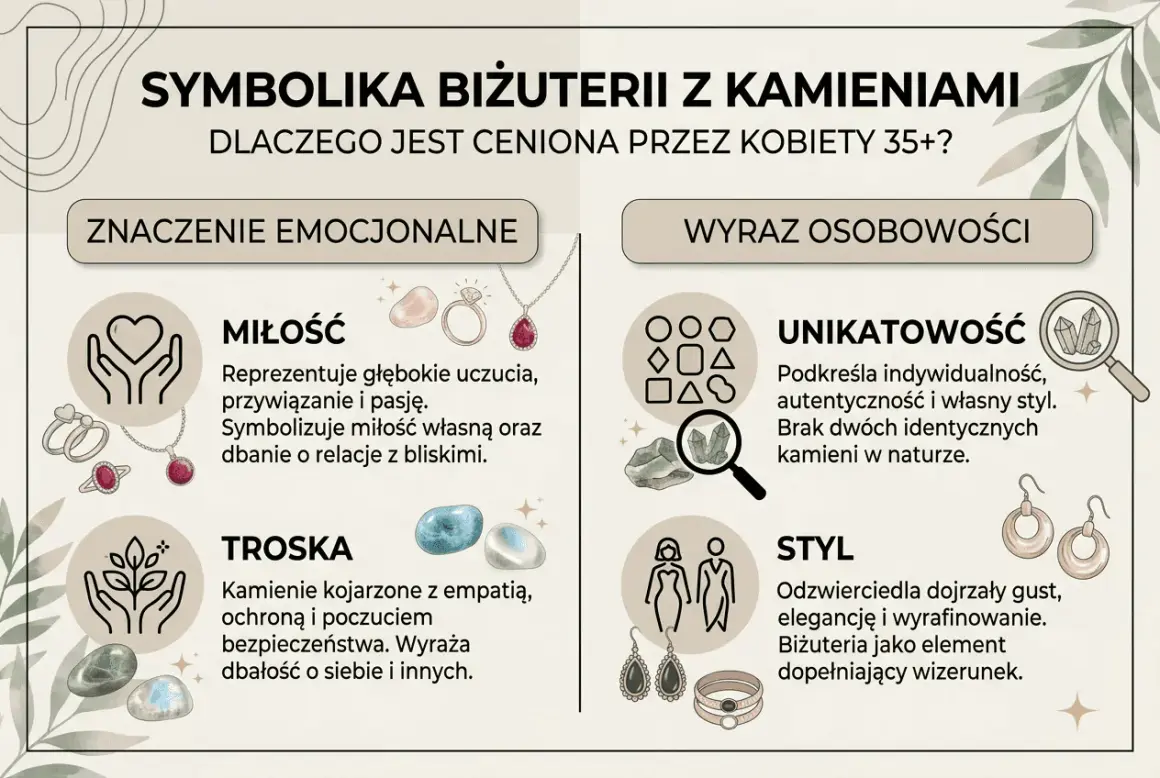 Symbolika biżuterii z kamieniami: miłość, troska, unikatowość i styl. Kamienie szlachetne znaczenie odzwierciedla emocje i osobowość.
