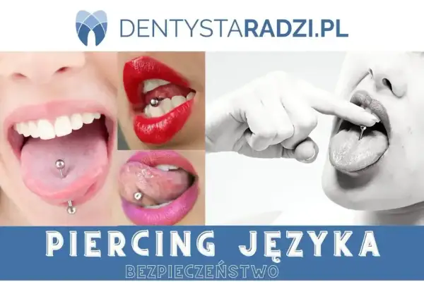 Zbliżenie na kolczyk w języku, usta z biżuterią, dłoń dotykająca języka.